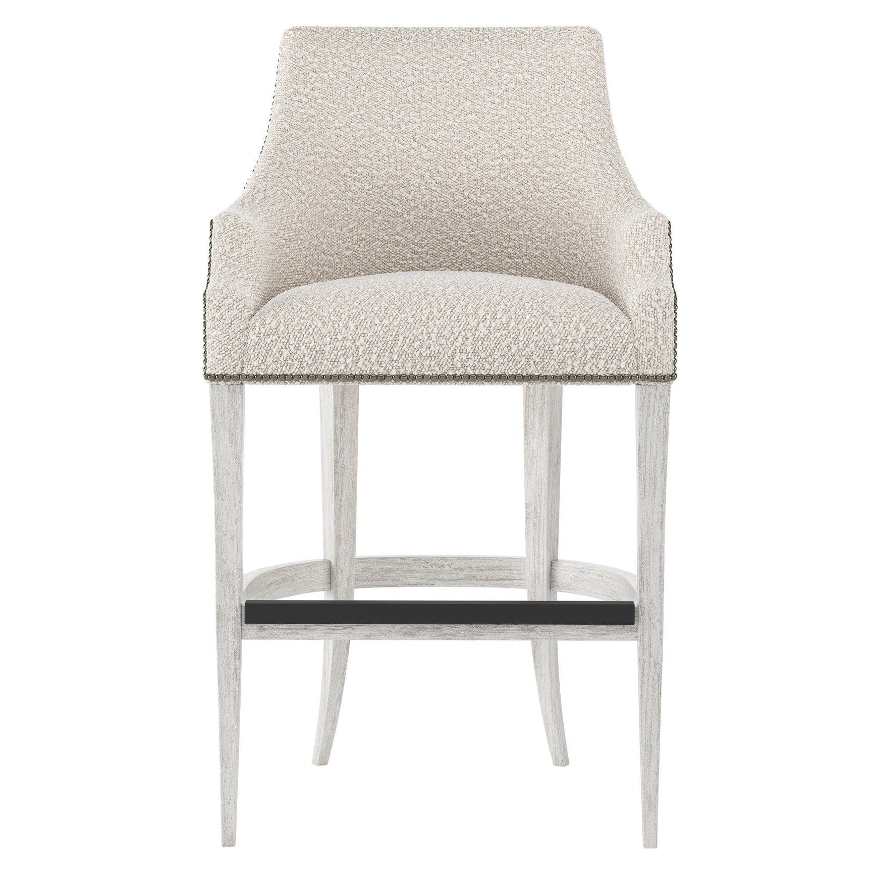 Keeley Glacier White/White/Cream Fabric Bar Stool - Ornate Home