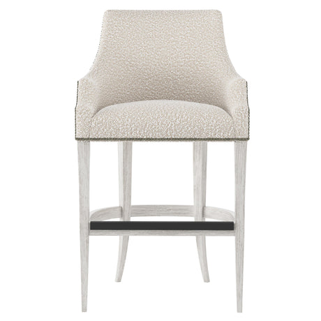 Keeley Glacier White/White/Cream Fabric Bar Stool - Ornate Home