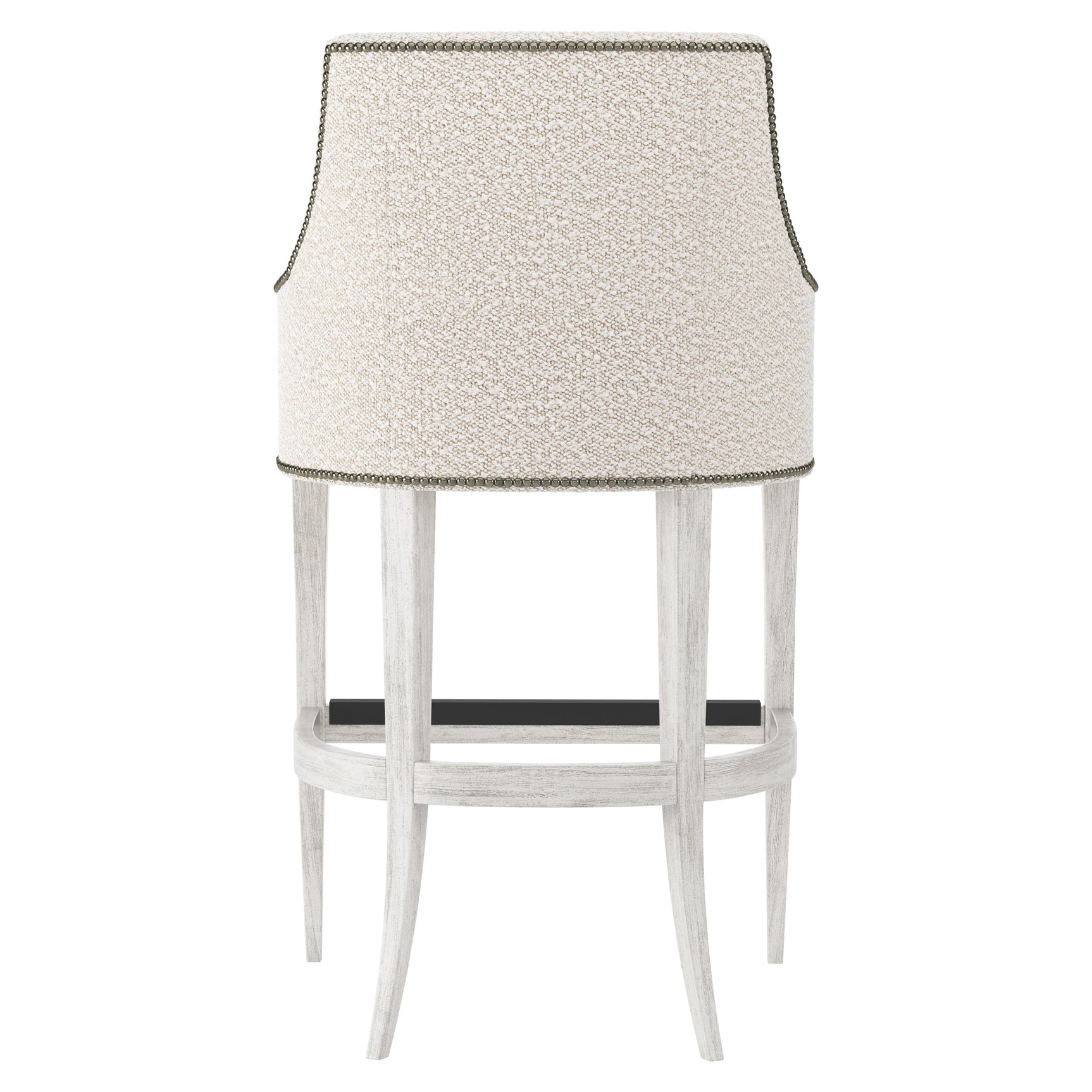 Keeley Glacier White/White/Cream Fabric Bar Stool - Ornate Home