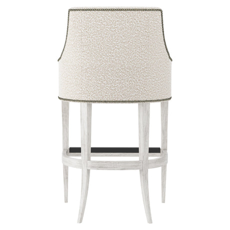 Keeley Glacier White/White/Cream Fabric Bar Stool - Ornate Home
