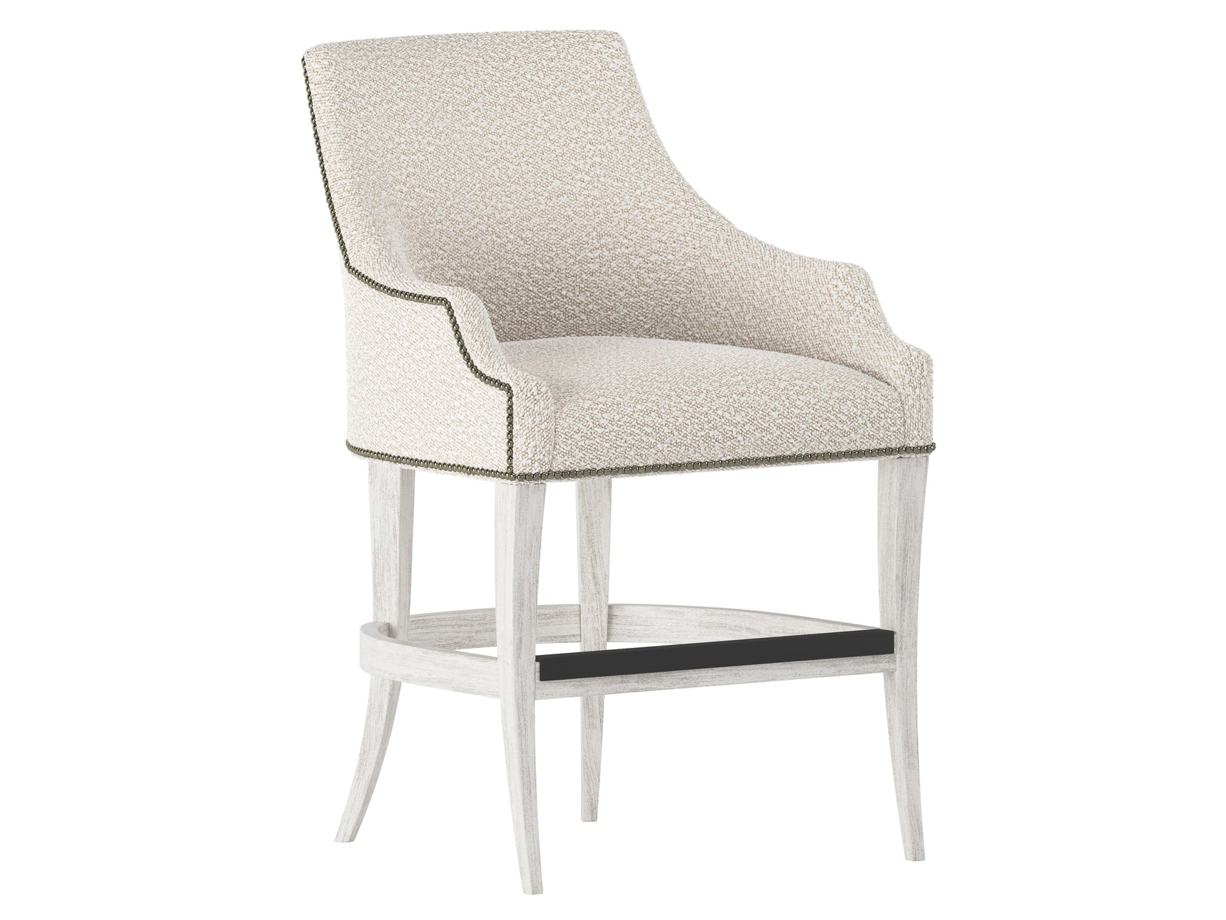 Keeley Glacier White/White/Cream Fabric Counter Stool - Ornate Home