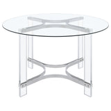 Keeling Chrome 5-piece Round Glass Top Acrylic Dining Set - Ornate Home