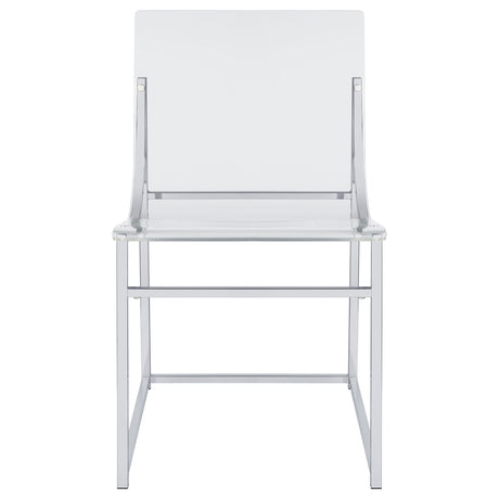 Keeling Chrome 5-piece Round Glass Top Acrylic Dining Set - Ornate Home