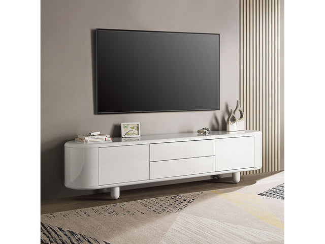 Keely White High Gloss TV Stand - Ornate Home