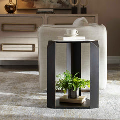 Keenan Bronze/White Geometric Accent Table - Ornate Home