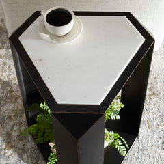 Keenan Bronze/White Geometric Accent Table - Ornate Home