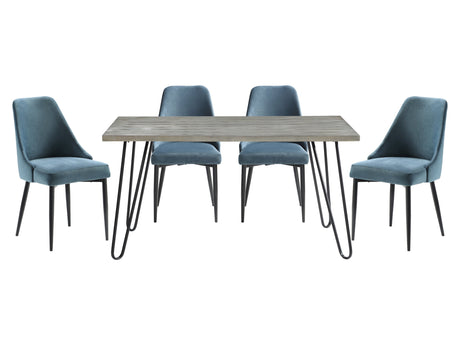 Keene Light Gray / Blue 5-piece Dinig Table Set - Ornate Home