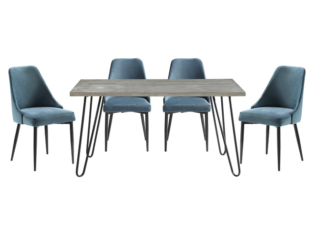 Keene Light Gray / Blue 5-piece Dinig Table Set - Ornate Home