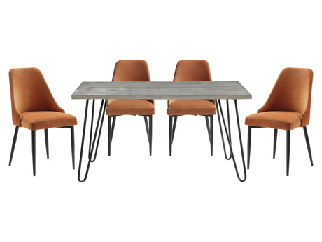 Keene Light Gray / Orange 5-piece Dinig Table Set - Ornate Home