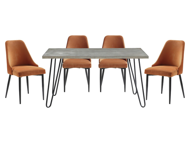 Keene Light Gray / Orange 5-piece Dinig Table Set - Ornate Home