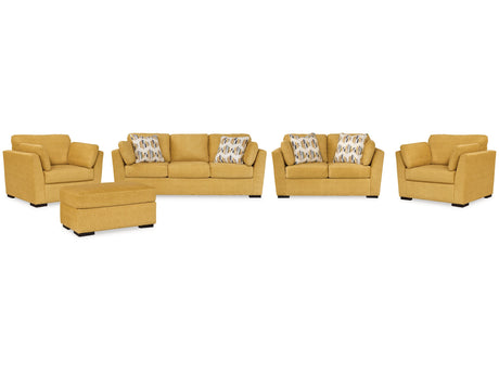 Keerwick Sunflower Sofa & Loveseat & Ottoman & 2 Chairs - Ornate Home
