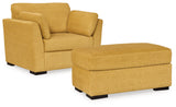Keerwick Sunflower Sofa, Loveseat, Oversized Chair and Ottoman (Online Special Price) - Ornate Home