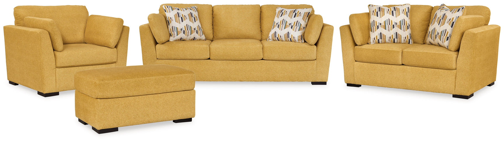 Keerwick Sunflower Sofa, Loveseat, Oversized Chair and Ottoman (Online Special Price) - Ornate Home