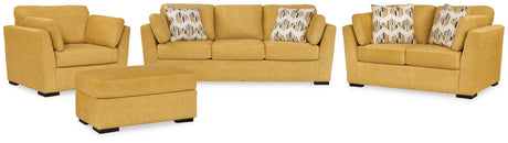 Keerwick Sunflower Sofa, Loveseat, Oversized Chair and Ottoman - Ornate Home