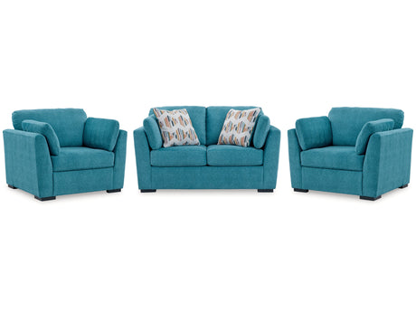 Keerwick Teal Loveseat & 2 Oversized Chairs - Ornate Home