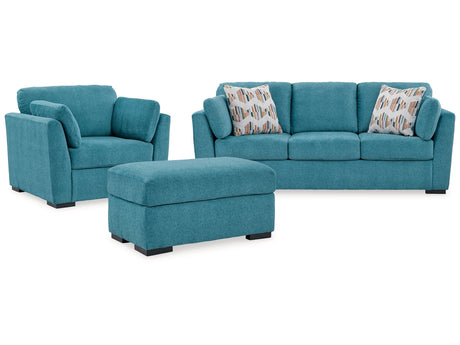 Keerwick Teal Queen Sofa Sleeper & Loveseat & Ottoman - Ornate Home