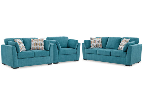 Keerwick Teal Queen Sofa Sleeper, Loveseat and Oversized Chair - Ornate Home