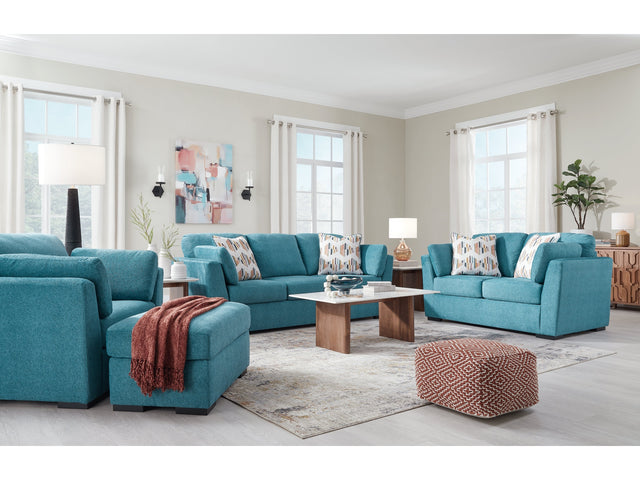 Keerwick Teal Sofa, Loveseat, Oversized Chair and Ottoman - Ornate Home