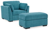 Keerwick Teal Sofa, Loveseat, Oversized Chair and Ottoman - Ornate Home