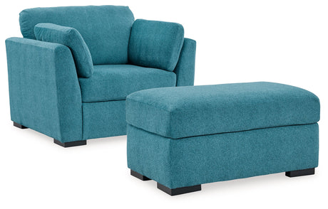 Keerwick Teal Sofa, Loveseat, Oversized Chair and Ottoman - Ornate Home