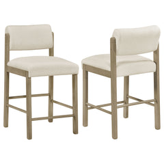 Kehoe Cream/Natural Oak Upholstered Counter Height Chair (Set of 2) - Ornate Home