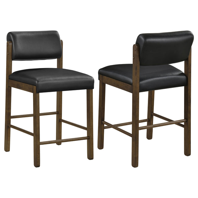 Kehoe Walnut/Black Upholstered Counter Height Chair- (Set of 2) - Ornate Home