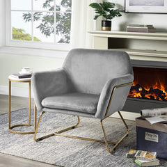 Keira Gray 29.5"W Velvet Accent Chair - Ornate Home