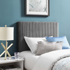 Keira Gray Performance Velvet Twin Headboard - Ornate Home