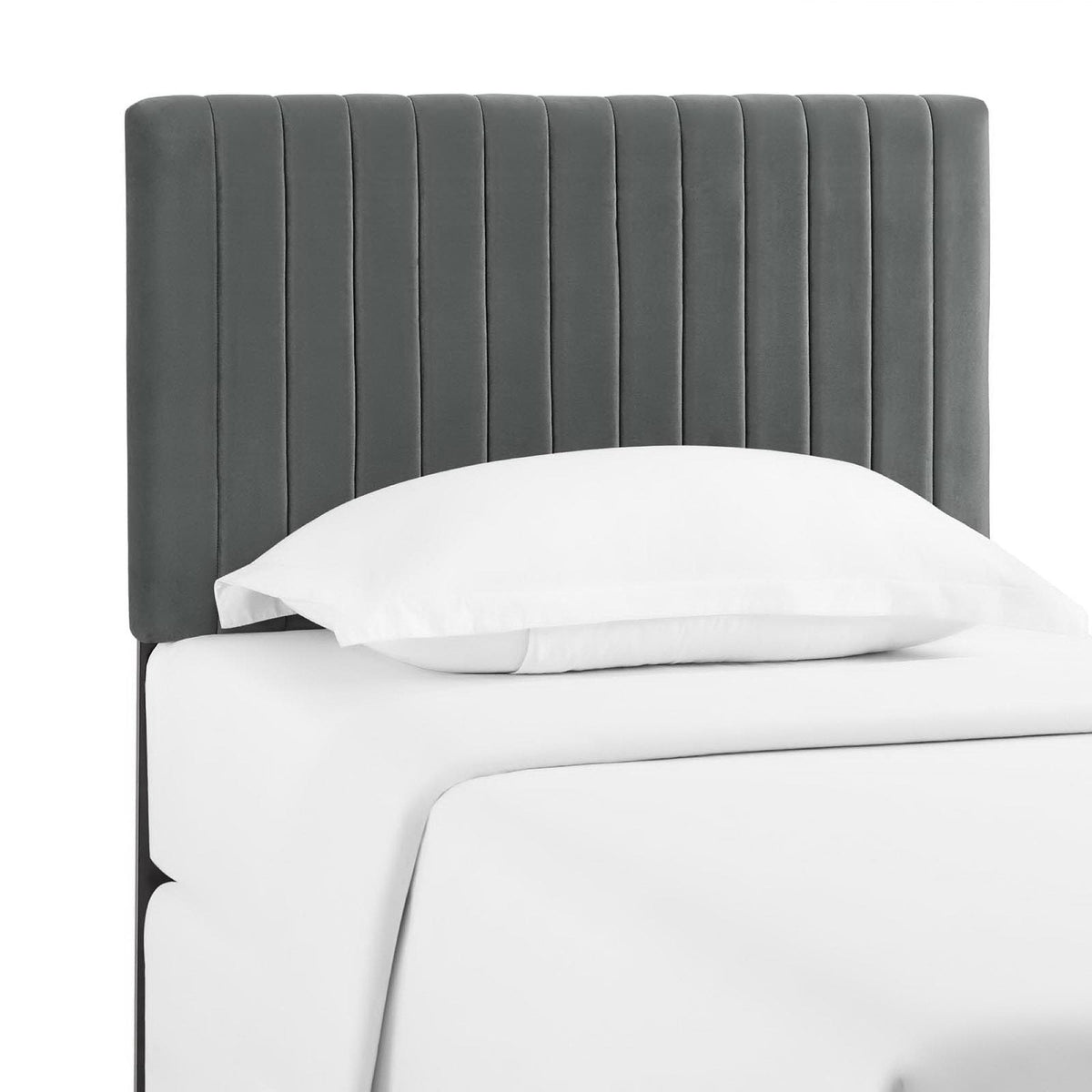 Keira Gray Performance Velvet Twin Headboard - Ornate Home