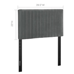 Keira Gray Performance Velvet Twin Headboard - Ornate Home