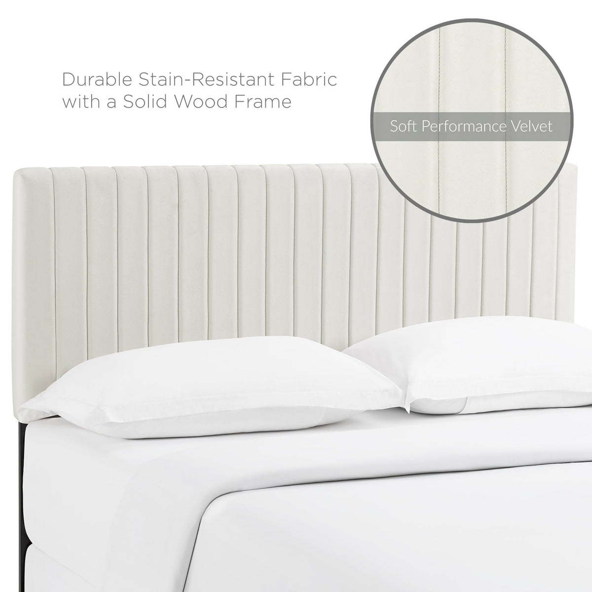 Keira Ivory Performance Velvet King/California King Headboard - Ornate Home