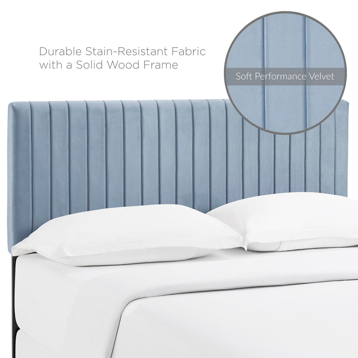 Keira Light Blue Performance Velvet Full / Queen Headboard - Ornate Home