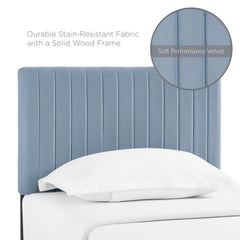 Keira Light Blue Performance Velvet Twin Headboard - Ornate Home