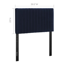 Keira Midnight Blue Performance Velvet Twin Headboard - Ornate Home