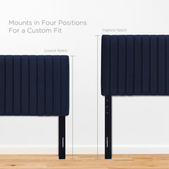 Keira Midnight Blue Performance Velvet Twin Headboard - Ornate Home
