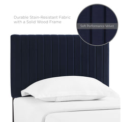 Keira Midnight Blue Performance Velvet Twin Headboard - Ornate Home