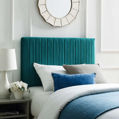 Keira Teal Performance Velvet Twin Headboard - Ornate Home