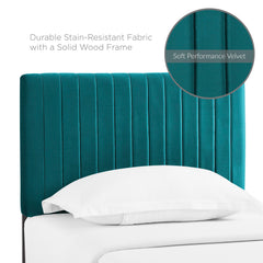 Keira Teal Performance Velvet Twin Headboard - Ornate Home