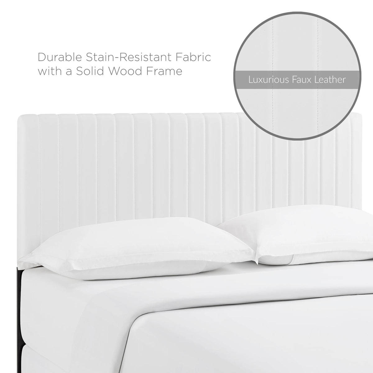 Keira White Faux Leather Full / Queen Headboard - Ornate Home