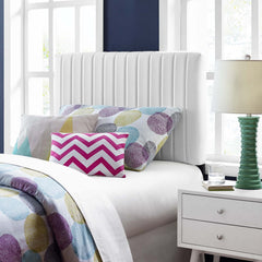 Keira White Faux Leather Twin Headboard - Ornate Home
