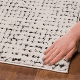 Keita Cream & Black Grid Plush Rug - Ornate Home
