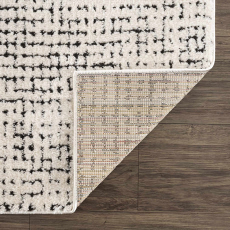 Keita Cream & Black Grid Plush Rug - Ornate Home