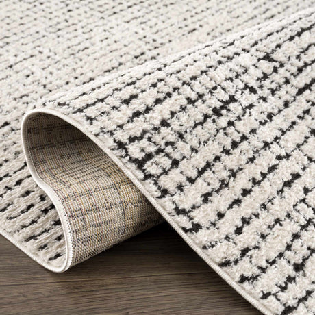 Keita Cream & Black Grid Plush Rug - Ornate Home