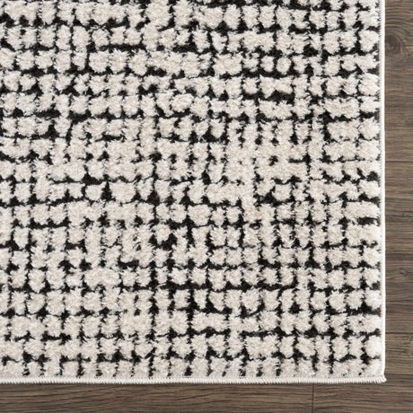 Keita Cream & Black Grid Plush Rug - Ornate Home