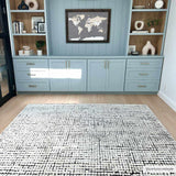 Keita Cream & Black Grid Plush Rug - Ornate Home