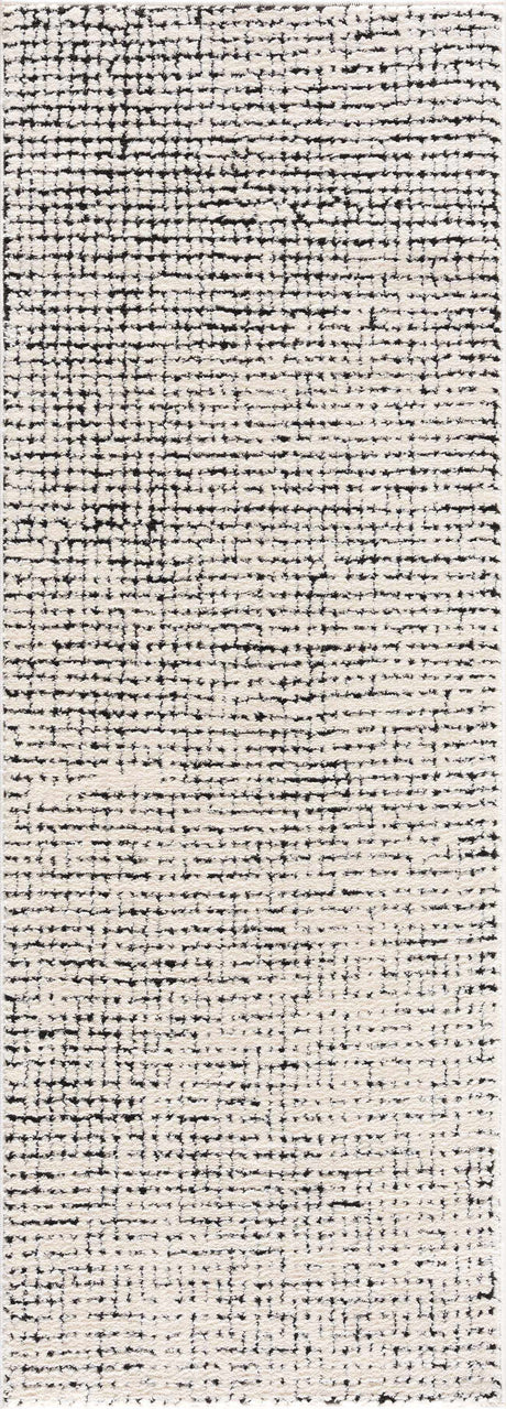 Keita Cream & Black Grid Plush Rug - Ornate Home