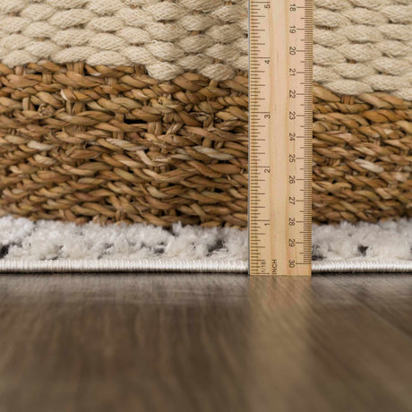 Keita Cream & Black Grid Plush Rug - Ornate Home