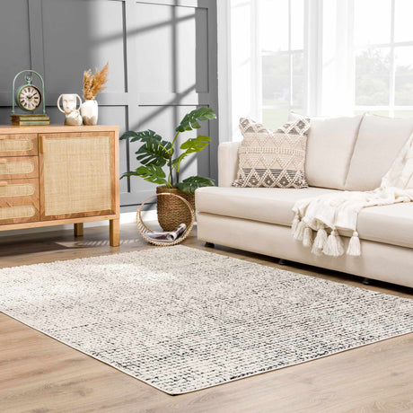 Keita Cream & Black Grid Plush Rug - Ornate Home