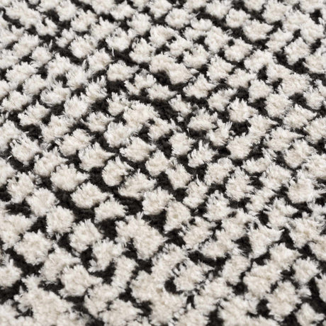 Keita Cream & Black Grid Plush Rug - Ornate Home