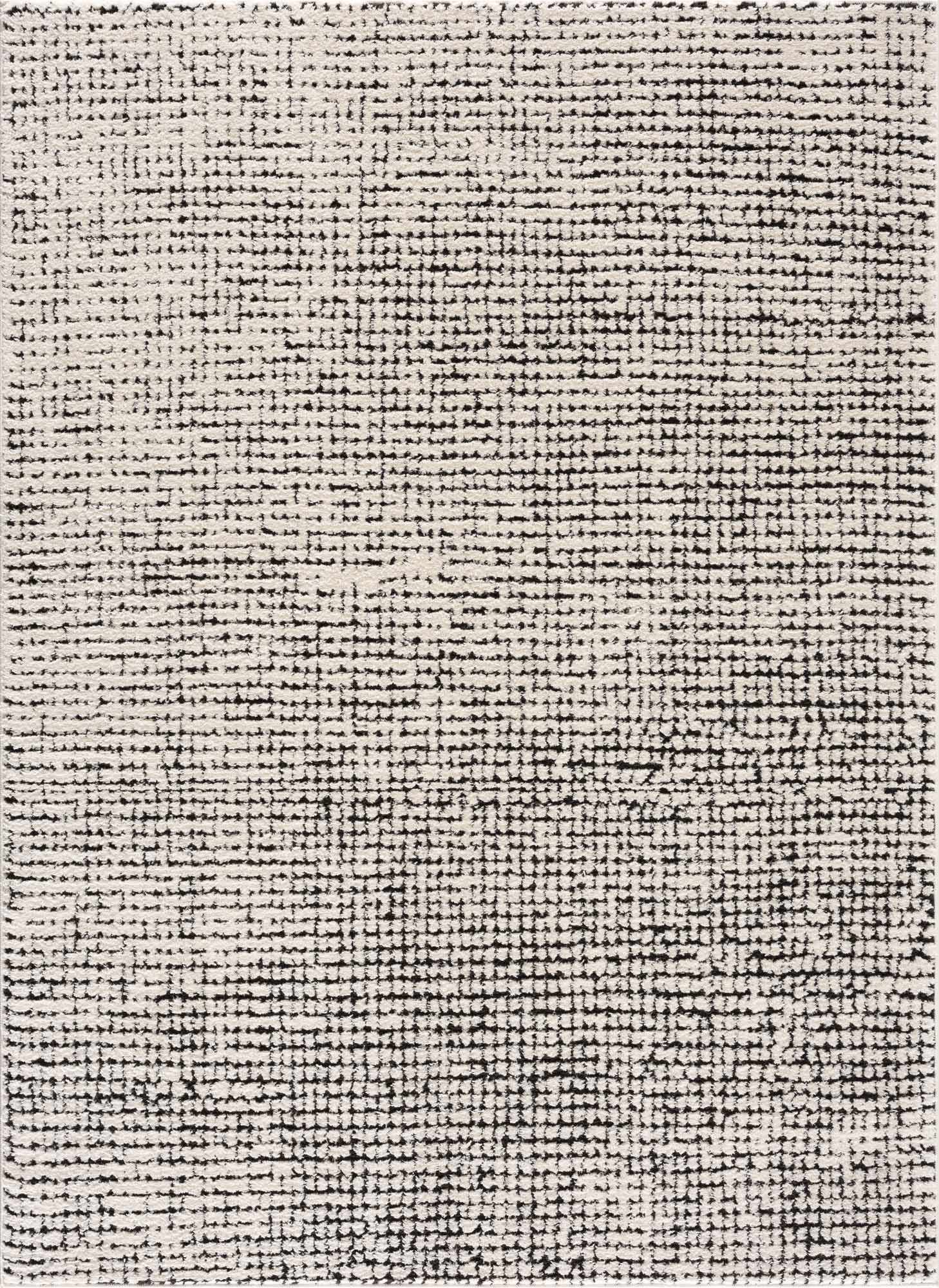 Keita Cream & Black Grid Plush Rug - Ornate Home